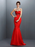 Trumpet/Mermaid Sweetheart Beading Sleeveless Long Satin Dresses TPP0009179