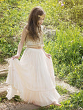 A-Line/Princess Sleeveless Scoop Floor-Length Sequin Chiffon Flower Girl Dresses TPP0007775