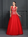 Ball Gown V-neck Lace Sleeveless Long Lace Quinceanera Dresses TPP0004090