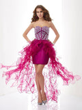 Sheath/Column Sweetheart Sleeveless Beading Short Elastic Woven Satin Homecoming Dresses TPP0008718