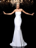 Sheath/Column Strapless Sleeveless Long Satin Dresses TPP0009171