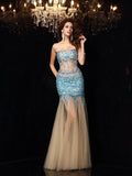 Sheath/Column Sweetheart Beading Sleeveless Long Net Dresses TPP0003266