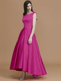 A-Line/Princess Bateau Sleeveless Asymmetrical Ruffles Satin Bridesmaid Dresses TPP0005281