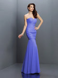 Trumpet/Mermaid Sweetheart Pleats Sleeveless Long Chiffon Bridesmaid Dresses TPP0005371