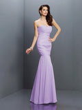 Trumpet/Mermaid Sweetheart Pleats Sleeveless Long Chiffon Bridesmaid Dresses TPP0005371