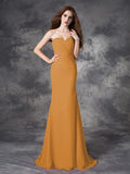 Trumpet/Mermaid Sweetheart Ruched Sleeveless Long Chiffon Bridesmaid Dresses TPP0005188