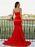 Trumpet/Mermaid Satin Ruffles Sweetheart Sleeveless Sweep/Brush Train Dresses TPP0001575