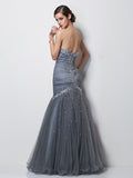 Trumpet/Mermaid Sweetheart Sleeveless Beading Long Net Dresses TPP0002381