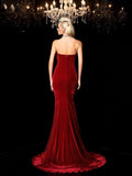 Sheath/Column Sweetheart Sleeveless Long Velvet Dresses TPP0009143