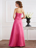 Sheath/Column Strapless Sleeveless Pleats Long Satin Dresses TPP0004745