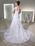 Trumpet/Mermaid Beading Long Strapless Sleeveless Organza Wedding Dresses TPP0006979