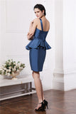 Sheath/Column V-neck Sleeveless Pleats Beading Short Taffeta Cocktail Dresses TPP0009037