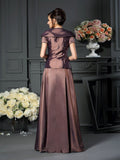 A-Line/Princess V-neck Bowknot Short Sleeves Long Taffeta Mother of the Bride Dresses TPP0007062