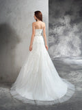 Sheath/Column Sweetheart Applique Sleeveless Long Satin Wedding Dresses TPP0006806