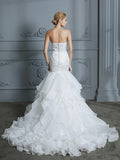 Trumpet/Mermaid Sweetheart Sleeveless Ruffles Sweep/Brush Train Organza Wedding Dresses TPP0006298