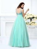 Ball Gown Bateau Beading Sleeveless Long Chiffon Quinceanera Dresses TPP0003467