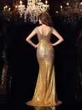 Trumpet/Mermaid Straps Rhinestone Sleeveless Long Sequins Dresses TPP0002787