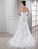 Trumpet/Mermaid Beading Sweetheart Sleeveless Applique Organza Wedding Dresses TPP0006924