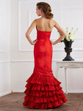 Trumpet/Mermaid Sweetheart Sleeveless Ruffles Long Taffeta Dresses TPP0003699