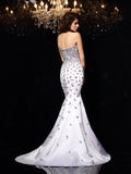 Trumpet/Mermaid Sweetheart Rhinestone Sleeveless Long Satin Dresses TPP0002450