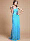 Sheath/Column V-neck Sleeveless Ruffles Long Chiffon Bridesmaid Dresses TPP0005526