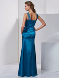 Sheath/Column Straps Sleeveless Beading Long Silk like Satin Dresses TPP0003501