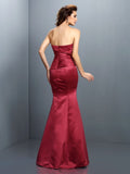 Trumpet/Mermaid Strapless Hand-Made Flower Sleeveless Long Satin Dresses TPP0009210