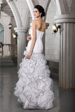 Sheath/Column Strapless Sleeveless Beading Long Organza Wedding Dresses TPP0006847