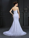 Trumpet/Mermaid Sweetheart Sleeveless Long Lace Wedding Dresses TPP0006624