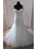 Trumpet/Mermaid Tulle Sleeveless Court Train Straps Wedding Dresses TPP0006197