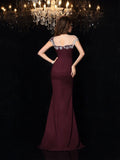 Trumpet/Mermaid High Neck Applique Sleeveless Long Elastic Woven Satin Dresses TPP0009139