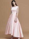 A-Line/Princess Bateau Sleeveless Asymmetrical Ruffles Satin Bridesmaid Dresses TPP0005281