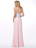 Sheath/Column Sweetheart Sleeveless Applique Beading Long Chiffon Dresses TPP0003470