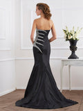 Trumpet/Mermaid Strapless Sleeveless Beading Long Taffeta Dresses TPP0009096