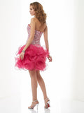 Sheath/Column Sweetheart Sleeveless Beading Short Organza Homecoming Dresses TPP0008932