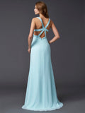 Sheath/Column V-neck Sleeveless Beading Long Chiffon Dresses TPP0002781