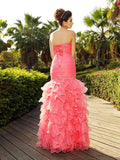 Trumpet/Mermaid Strapless Beading Sleeveless Long Organza Dresses TPP0004155