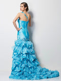 Trumpet/Mermaid One-Shoulder Sleeveless Beading High Low Taffeta Dresses TPP0003574