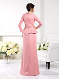 Sheath/Column Square Sleeveless Long Elastic Woven Satin Mother of the Bride Dresses TPP0007357