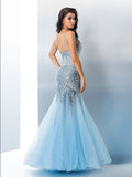 Trumpet/Mermaid Spaghetti Straps Sequin Sleeveless Long Tulle Dresses TPP0002358