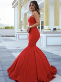 Trumpet/Mermaid Sweetheart Sleeveless Sweep/Brush Train Satin Dresses TPP0001824