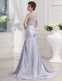 Trumpet/Mermaid Beading Sleeveless Elastic Woven Satin Long Dresses TPP0004546