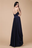 Sheath/Column Strapless Sleeveless Pleats Long Chiffon Dresses TPP0009260