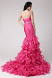 Trumpet/Mermaid Sweetheart Sleeveless Rhinestone Long Organza Dresses TPP0004404