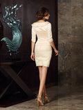 Sheath/Column Strapless Applique Sleeveless Short Satin Mother of the Bride Dresses TPP0007244