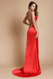 Sheath/Column Straps Beading Sleeveless Long Elastic Woven Satin Dresses TPP0004167