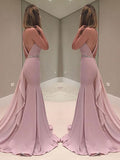 Trumpet/Mermaid Sleeveless One-Shoulder Sweep/Brush Train Ruffles Chiffon Dresses TPP0002574