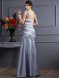 Trumpet/Mermaid Straps Sleeveless Pleats Long Satin Dresses TPP0003741