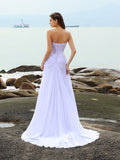 Sheath/Column Sweetheart Beading Sleeveless Long Chiffon Beach Wedding Dresses TPP0006245