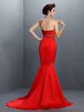 Trumpet/Mermaid Sweetheart Beading Sleeveless Long Satin Dresses TPP0009179